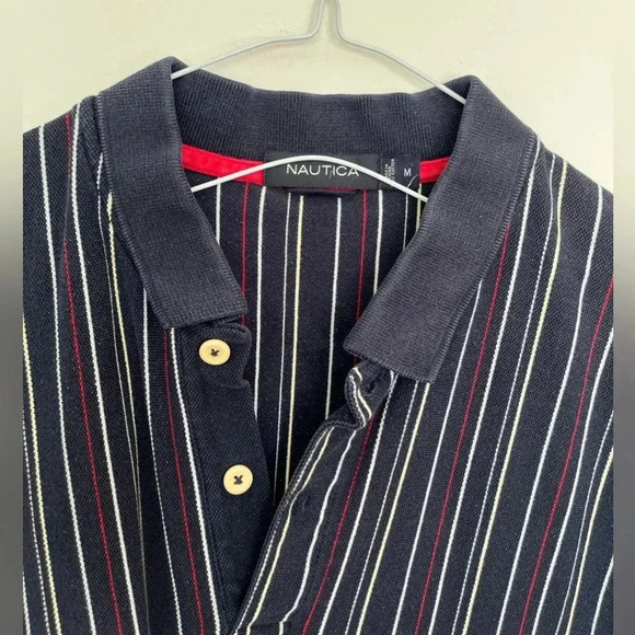 Nautica Black Striped Polo  Shirt - Picture 4 of 7